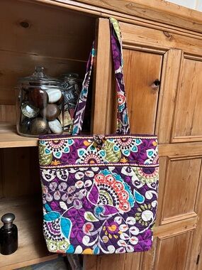 Vera Bradley Toggle Tote in Retired Plum Crazy Pattern
